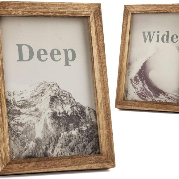 5x7 Picture Frame, Pack of 2 Rustic Picture Frames 5x7 with Real Glass, Solid Wo - Picture 1 of 7